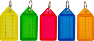 Брелок для ключей, 20 шт, 55*29 мм, инфо-окно, пластик, цветной Brauberg