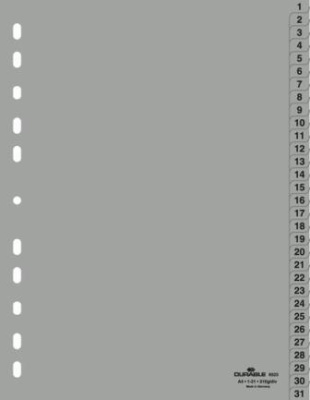 Разделитель 1-31, А4, 31л, пластик, серый Durable