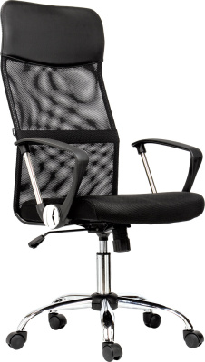 Кресло офисное "Flash MG-302", с подлокотниками, хром, черное, "Brabix"