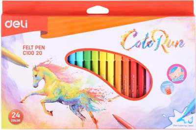 Фломастеры 24 цвета, в картон упаковке, набор Deli