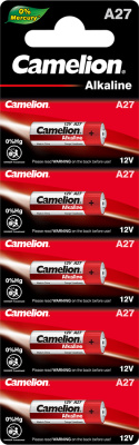 Батарейка A27, 12V, Alkaline (блистер 5шт) Camelion (цена за блистер)