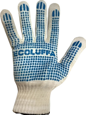 Перчатки Х/Б с ПВХ 10 класс 5 ниток. белые "Ecoluffa"