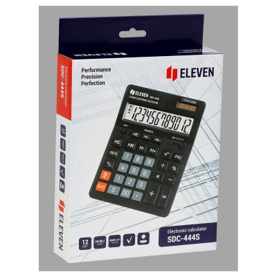 KALAM.KZ - Калькулятор 12 разрядов, 15.5x20.5см, черный Eleven