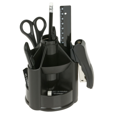 Набор настольный 13 предметов, пластик, черный "MiniDesk" Стамм