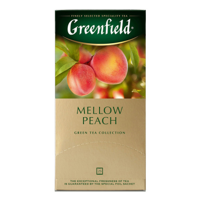 Чай зеленый, 25 пакетиков Greenfield Mellow Peach, (1,8х25х10)с ароматом персика и мандарина