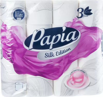 Бумага туалетная 3х-слойная, "Papia WR White" со втулкой, без обертки 32 шт в уп