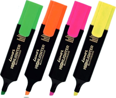 KALAM.KZ - Маркер текстовой 1-4,5 мм, скошенный наконечник, LW Fluroscent, 4 цвета в наборе Luxor