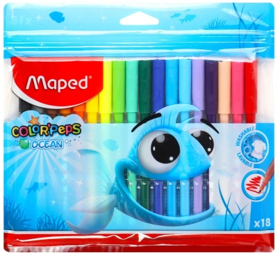 Фломастеры 18 цвета, в пластиковой упаковке, "ColorPens. Ocean" Maped