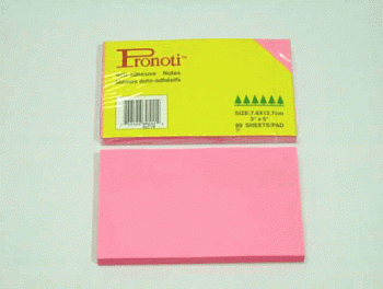 Бумага для заметок самоклеющаяся 76х127мм, 90л, неоновая розовая Pronoti