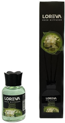Освежитель-Аромадиффузор 110мл, Loreva с эфирными маслами с палочками, "Жасмин"