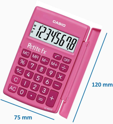KALAM.KZ - Калькулятор карманный 8 разрядов, 10,7 x 120x 75 мм, розовый, CASIO LC-401LV-PK-S-EH