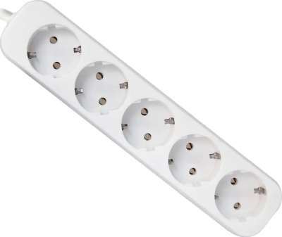 Сетевой фильтр 5 гнезд, 5 м, .Defender E550 без выкл. с заземл. белый