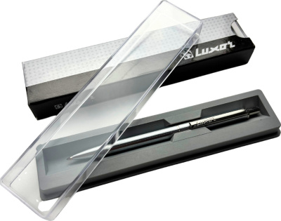 KALAM.KZ - Ручка шариковая, 0,7мм, синяя, Luxor «Cosmic» хром, в подарочной упаковке