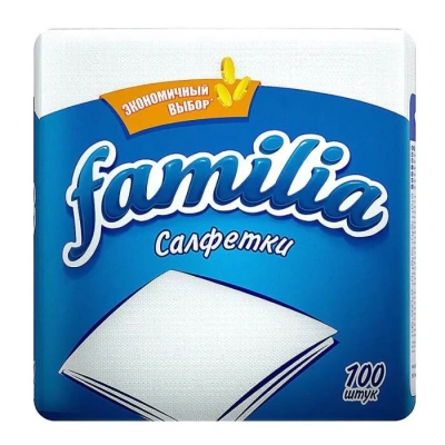 Салфетки бумажные 100 шт 24*23 мм белые, Familia