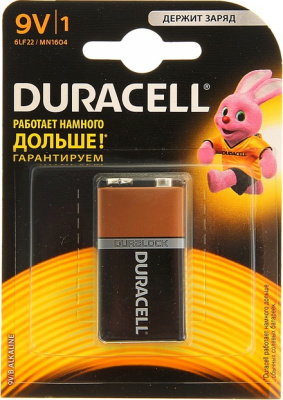 Батарейка 9V, Alkaline (блистер 1шт,крона) Duracell