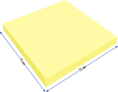 Бумага для заметок самоклеющаяся 75х75мм, 80л, неоновая желтая , Berlingo "Ultra Sticky"