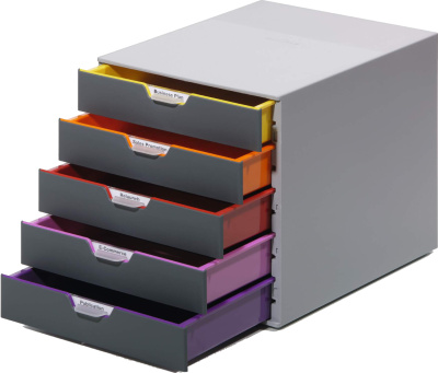 Бокс с выдвижными лотками, 292x280x356мм, 5лотков, серый пластик Durable