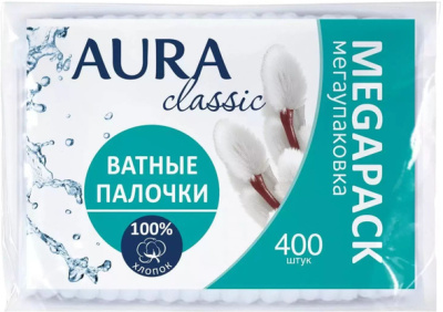 Ватные палочки "Aura classic" 400шт пакет/42шт/