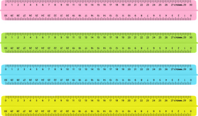 Линейка 30см, неоновые цвета, с держателем,  пластик, Стамм