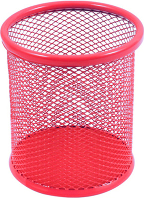 Стакан для ручек, 90x100мм, металл, розовый Foska