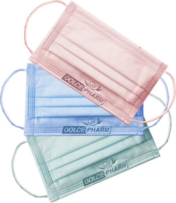 Маска медицинская трехслойная на резинках, 50 шт. в упаковке, голубая DOLCE-PHARM