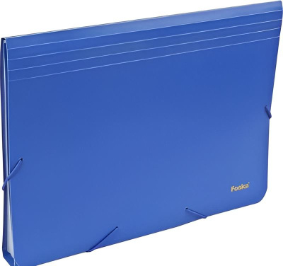 Папка с резинкой А4, 700мкм, ширина корешка 14мм, на 13 отделений, синяя,  Foska