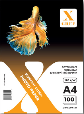 Фотобумага А4, 120гр, 100л/уп, для струйной печати глянцевая X-Gree Everyday