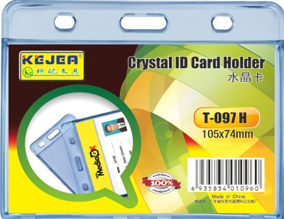 Бейдж горизонтальный, 105x74мм, без зажима, жесткий, прозрачный Kejea