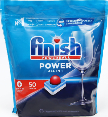 Таблетки для посудомоечных машин 50 шт "Finish" Power м/у