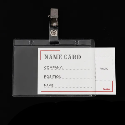 KALAM.KZ - Бейдж горизонтальный, 59x92мм,без зажима, жесткий, прозрачный Foska