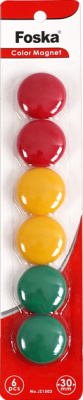 Магниты d=30мм, 6шт, цветные Foska