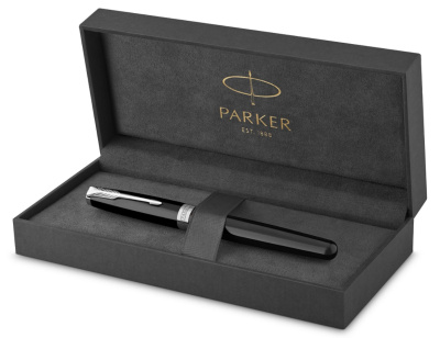 KALAM.KZ - Ручка перьевая Parker Sonnet Black Lacquer CT, 1,0 мм М, синяя 1931500