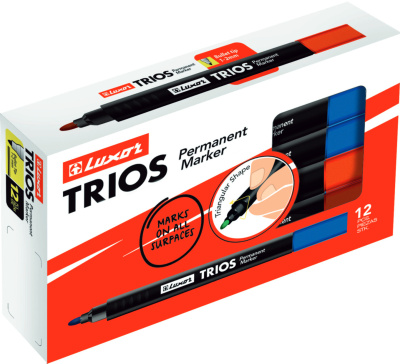 KALAM.KZ - Маркер перманентный, 1-2мм., круглый наконечник, BX Trios, черный Luxor