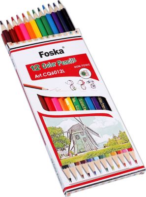 Карандаши цветные 12 цветов, набор, картон.упаковка Foska