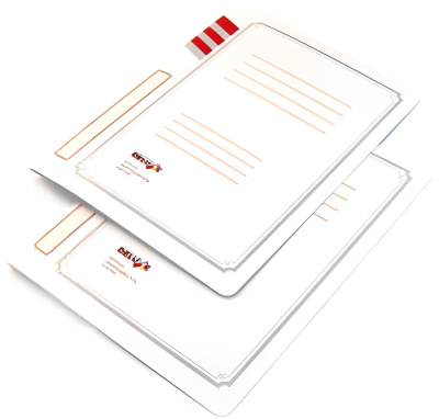 Скоросшиватель картонный А4, 300гр, глянцевый, белый с фастнером Deluxe Red