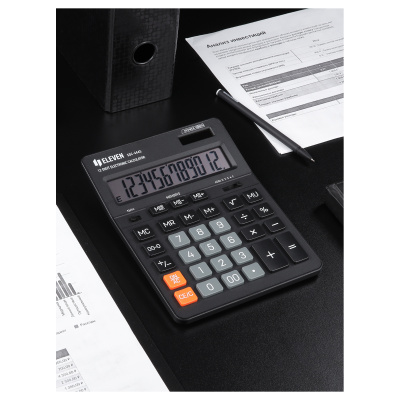 KALAM.KZ - Калькулятор 12 разрядов, 15.5x20.5см, черный Eleven