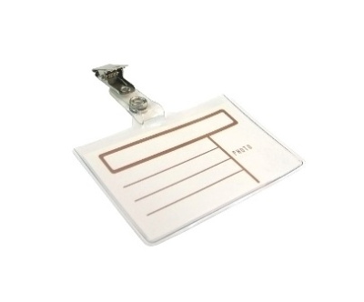 Бейдж горизонтальный, 63x97мм, с зажимом, прозрачный Data Zone 