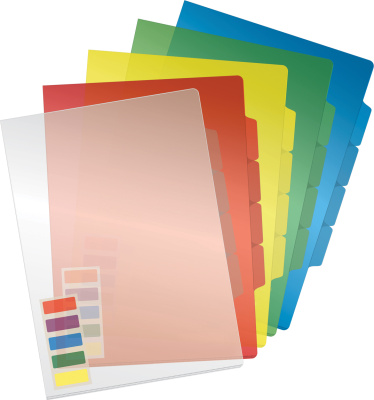 Уголок прозрачный A4, 0.15мм с 3-я отделениями, ассорти OfficeSpace