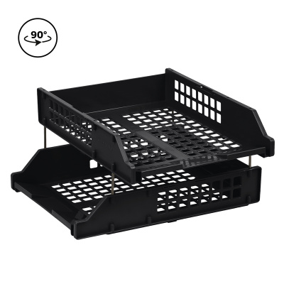 KALAM.KZ - Лоток горизонтальный А4, 2-х секционный, черный, Стамм Strong