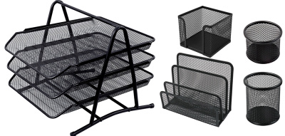 KALAM.KZ - Набор настольный 5 предметов, металл, сетчатый, черный Foska