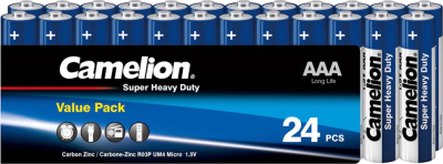 Батарейка AAA, 1.5V, Super Heavy Duty (в пленке 24шт) Camelion
