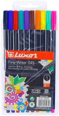 Набор ручек капиллярных 0,5мм., 10 шт, Fine Writer Luxor 045, 