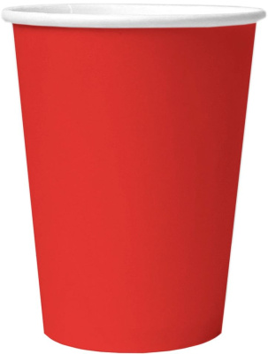 Стакан бумажный, 350 мл, d 90 мм, красный, (50 шт в уп)