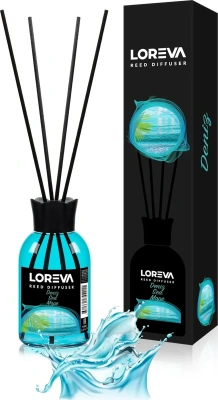 Освежитель-Аромадиффузор 110мл, Loreva с эфирными маслами с палочками, "Море"