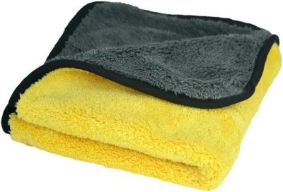 KALAM.KZ - Салфетка 50*70см, микрофибра 1 шт. для стекол и зеркал, желтая/серая