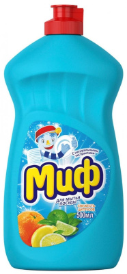 Средство для мытья посуды 500мл, "Миф" Лимон