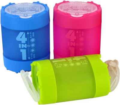 Точилка 4 отверстия, с контейнером, форма овальная, "4-in-1"  KUM