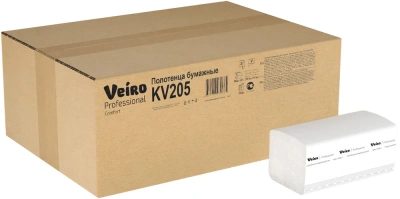 KALAM.KZ - Полотенца бумажные 2х-слойные V-сложение "21,6смх21смх200л Veiro Professional Comfort" 20 шт в кор
