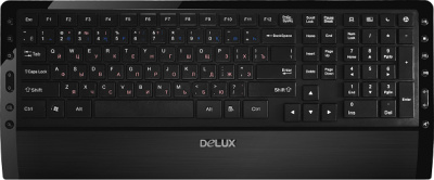 Клавиатура Delux DLK-1900OGB черная, ультратонкая, беспроводная