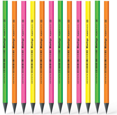 KALAM.KZ - Карандаш простой HB, без ластика, пластик, "Flexy Neon" Berlingo